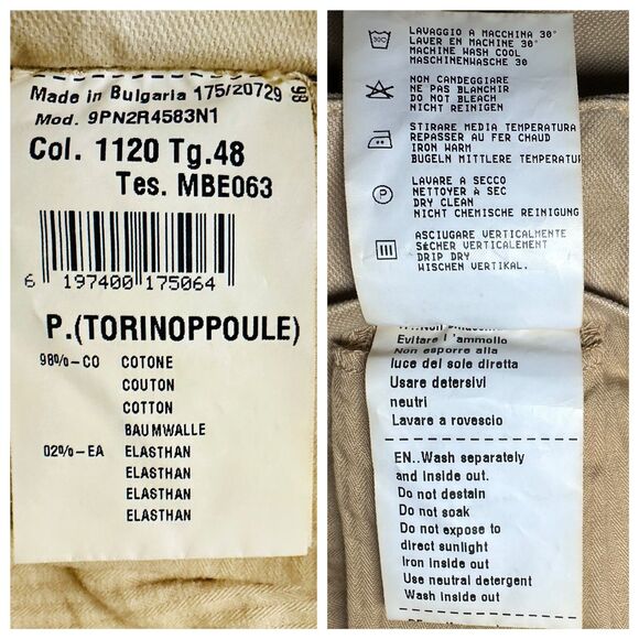 Mason's Luxury Tan Slim Fit Chinos EU Sz 48 32x29 Cotton Stretch Houndstooth - Picture 10 of 16